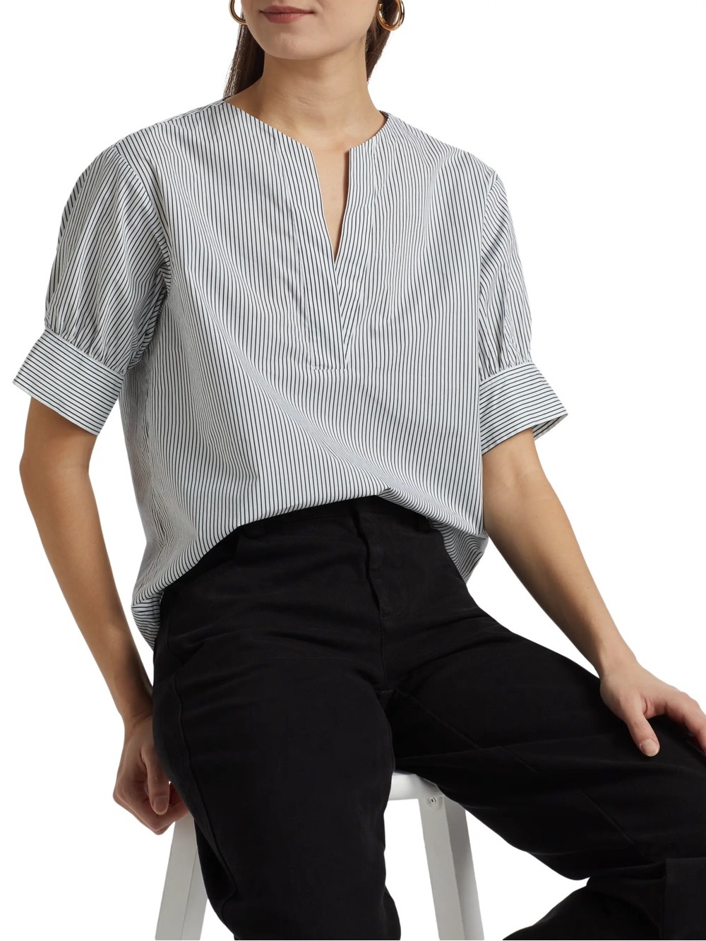 Frame V neck popover top S
